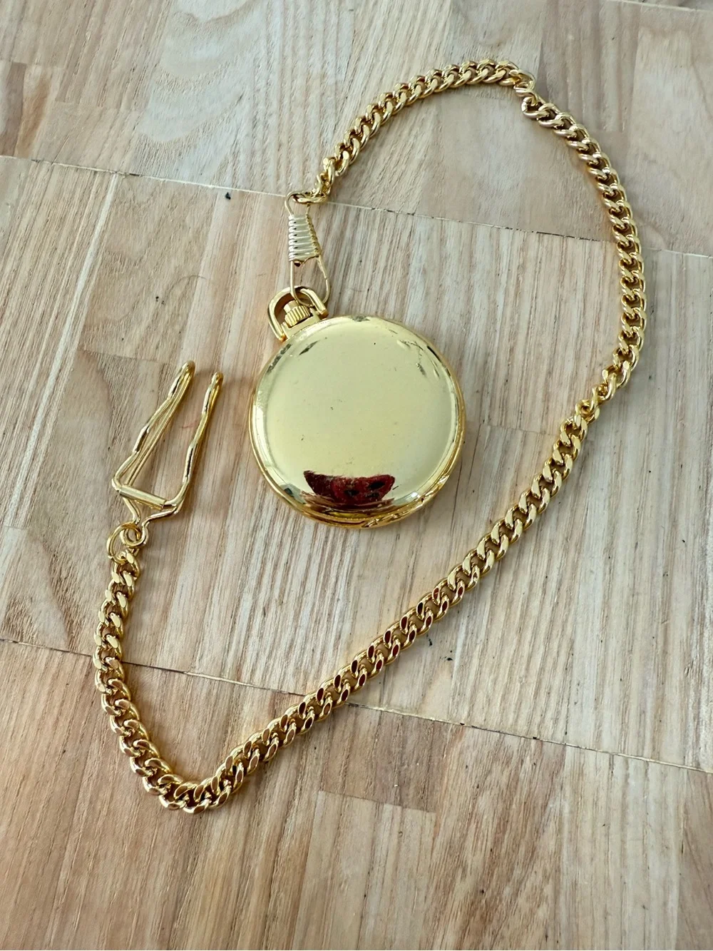 Parmex gold tone mens pocket watch NEW BATTERY